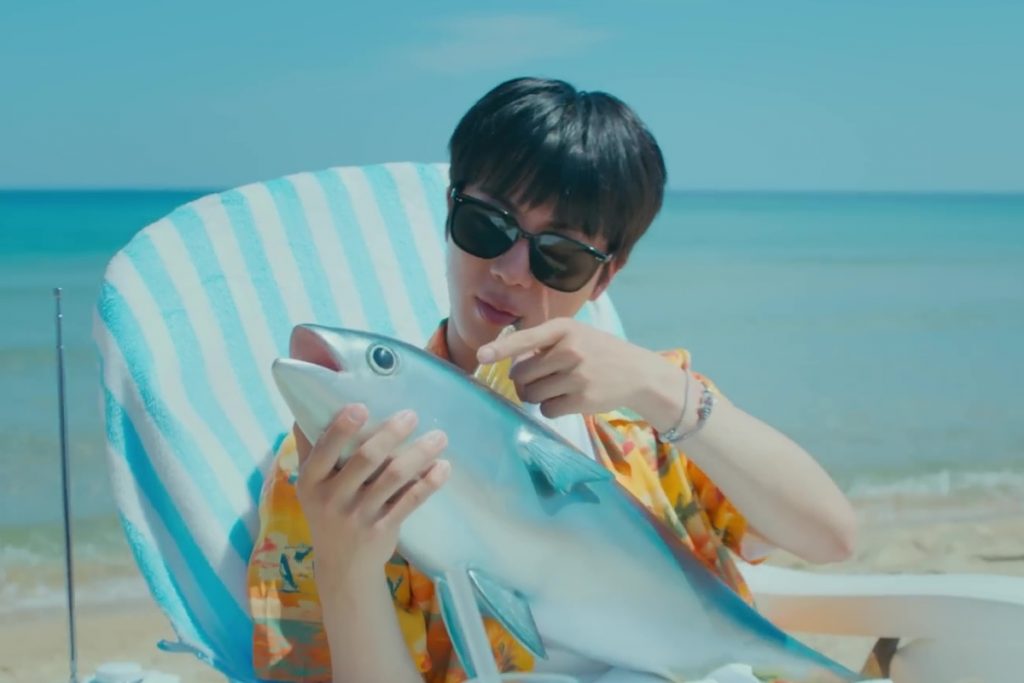 Watch: BTS's Jin Proposes His Love In Adorably Witty Special Video For “Super Tuna” | Soompi